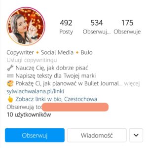 mój profil przed wdrożeniem wiedzy z e-booka "Instagram dla małego biznesu"