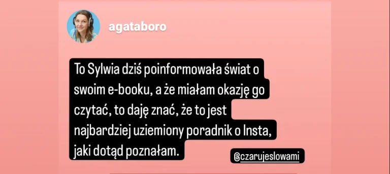 opinia Agaty Borowskiej o e-booku Instagram dla małego biznesu